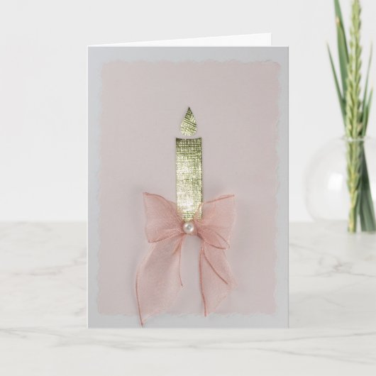 Personaliseer Glanzende gouden kaars, lichtrose Kaart (Voorkant)