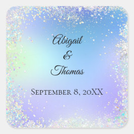 Personaliseer Glitter Blauwe Paarse Trouw Bruid Hart Sticker