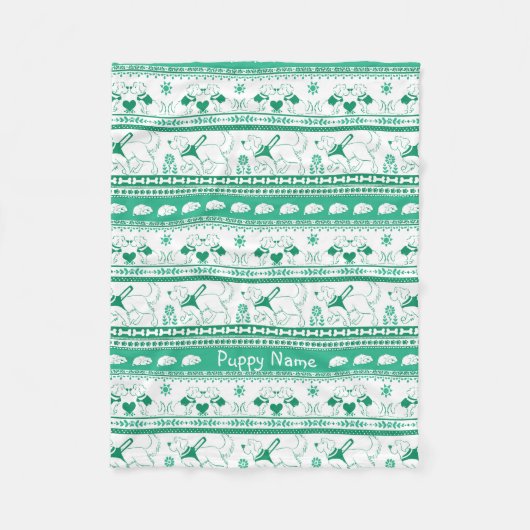 Personaliseer Golden Guide Dog Tale Patroon Groen Fleece Deken (Voorkant)