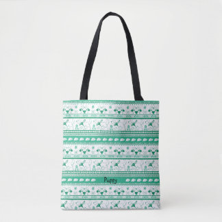 Personaliseer Golden Guide Dog Tale Patroon Groen Tote Bag