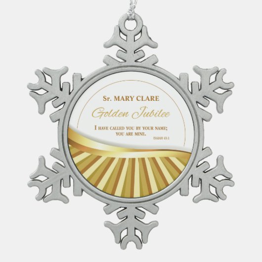 Personaliseer Golden Jubilee of Religious Life Tin Sneeuwvlok Ornament (Voorkant)