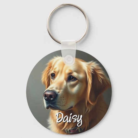 Personaliseer Golden Retriever Sleutelhanger (Voorkant)