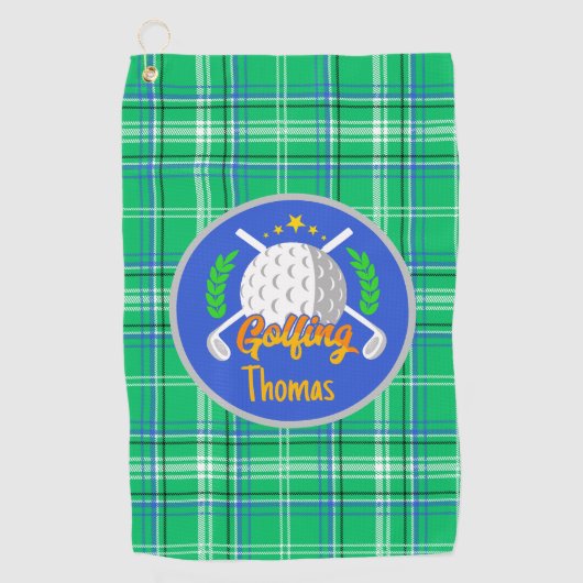 Personaliseer Golf Green Golfhanddoek (Voorkant)