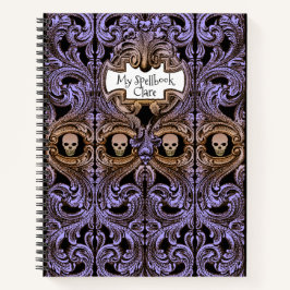 Personaliseer Gothic Paars sierboek & Skull Spellb Notitieboek
