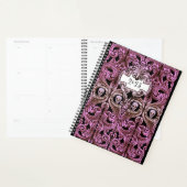Personaliseer Gothic Paarse Ornament & schedel Planner (Display)