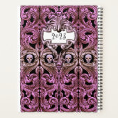 Personaliseer Gothic Paarse Ornament & schedel Planner (Achterkant)