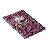 Personaliseer Gothic Paarse Ornament & Schedel Spe Notitieboek (Rechterzijde)