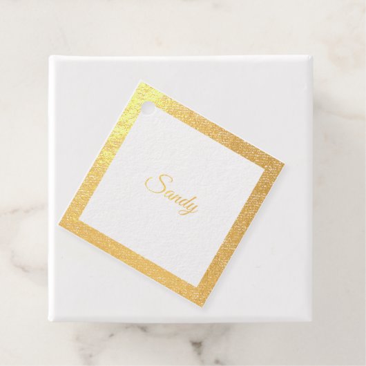 Personaliseer Goud Glitter Frame Afbeelding Je Naa Bedankjes Labels (Met doos)