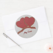 Personaliseer gouden vonken van rood hart Valentij Ronde Sticker (Envelop)