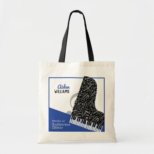 Personaliseer Grand Piano-leerling Koninklijk Blau Tote Bag (Voorkant)
