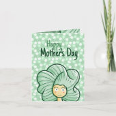 Personaliseer Green Hair Girl Moederdag Kaart (Voorkant)