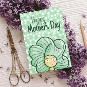 Personaliseer Green Hair Girl Moederdag Kaart