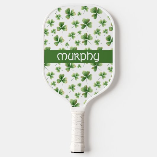 Personaliseer Green Shamrocks Patroon Pickleball Paddle (Achterkant)