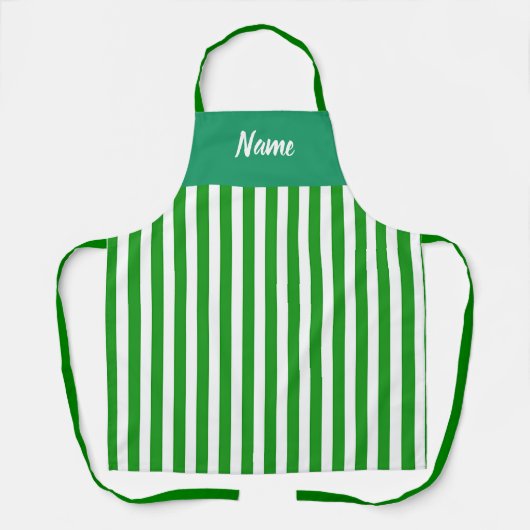 Personaliseer Green Stripe Kitchen Chef Schort (Voorkant)