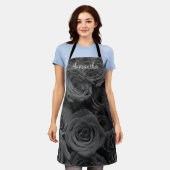 Personaliseer Grijze rozen elegante grijze bloemen Schort (Gedragen)