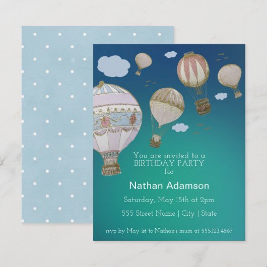 Personaliseer grillige hete luchtballonnen kaart (Voorkant / Achterkant)