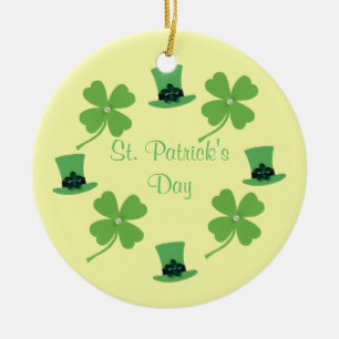 Personaliseer Groen pet, klaver voor St.Patrick's  Keramisch Ornament