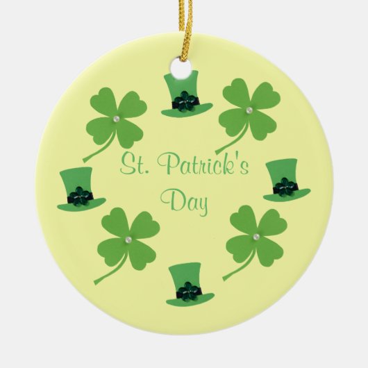 Personaliseer Groen pet, klaver voor St.Patrick's  Keramisch Ornament (Voorkant)