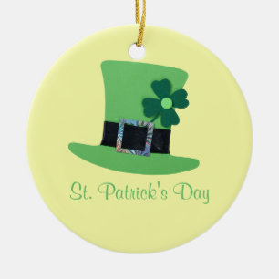 Personaliseer Groen pet, klaver voor St.Patrick's  Keramisch Ornament