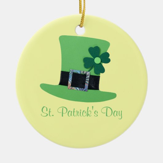 Personaliseer Groen pet, klaver voor St.Patrick's  Keramisch Ornament (Voorkant)