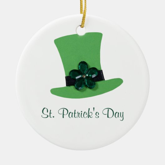 Personaliseer Groen pet voor St. Patrick's day Keramisch Ornament (Voorkant)
