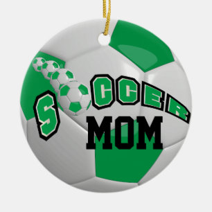Personaliseer Groen Voetbal Keramisch Ornament