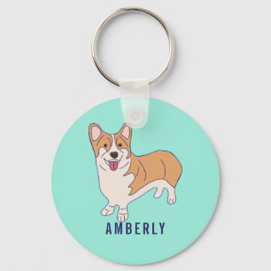 Personaliseer Groene de Munt van de Hond Corgi Sleutelhanger