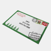 Personaliseer Groene Kerstman Letter Kerstmis Deurmat (Schuin)