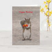 Personaliseer groeten Eekhoorn met bloem Kaart (Gele Bloem)