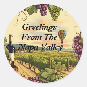 Personaliseer Groeten uit de Napa Valley Ronde Sticker