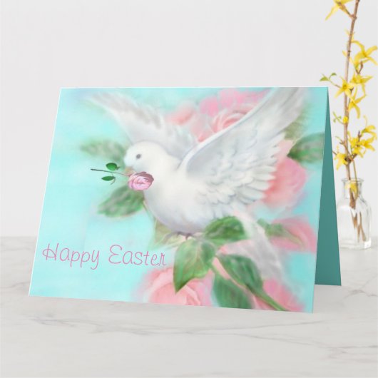 Personaliseer grote "Prettig Pasen" Duif Kaart (Gele Bloem)