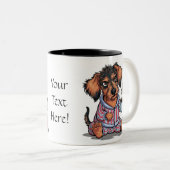 Personaliseer Grumpy Puppy Coffee Dachshund Dog Tweekleurige Koffiemok (Voorkant rechts)