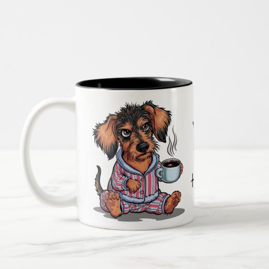 Personaliseer Grumpy Puppy Coffee Dachshund Dog Tweekleurige Koffiemok (Links)