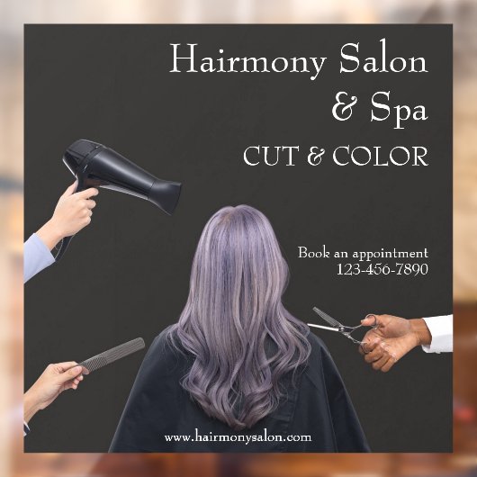 Personaliseer haar Salon Eenvoudig knippen en kleu Raamsticker (Vel 2)