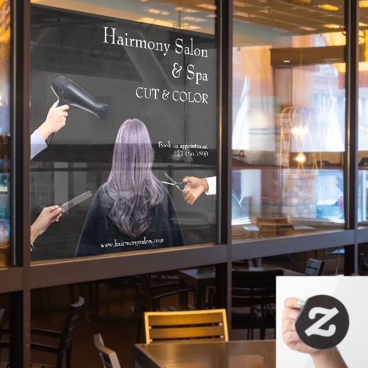 Personaliseer haar Salon Eenvoudig knippen en kleu Raamsticker (Restaurant Raam)