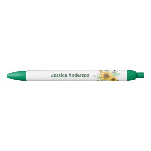 Personaliseer Hallo De Lente Zonnebloem Zwarte Inkt Pen (Voorkant)