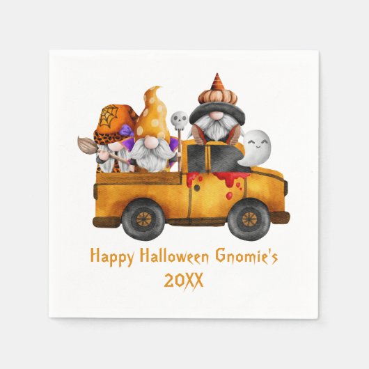Personaliseer Halloween Gnomes Oranje Truck Servet (Voorkant)