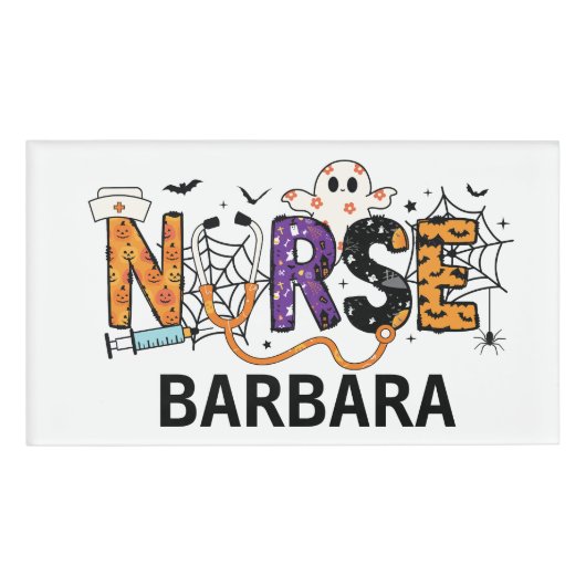 Personaliseer Halloween-verpleegster Naambadge (Voorkant)