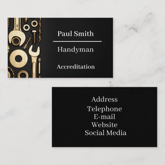 Personaliseer. Handyman/Mechaniek. Visitekaartje (Voorkant / Achterkant)