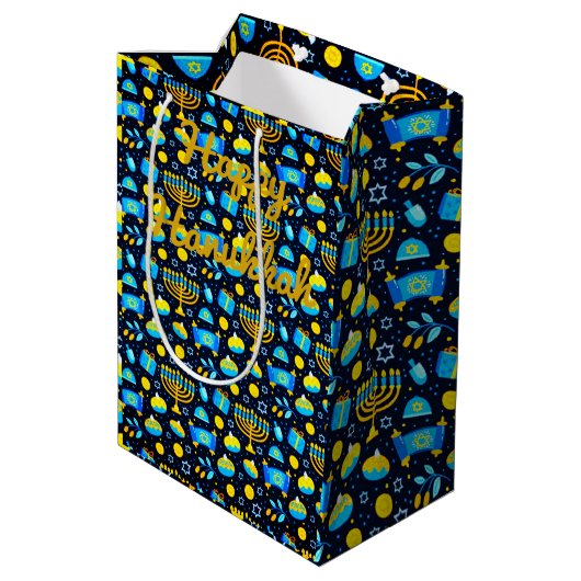 Personaliseer HANUKKA Blauw Goud Cadeautas (Achterkant Gekanteld)