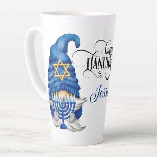 Personaliseer Hanukkah Gnomes Latte Mok (Linkerhoek)