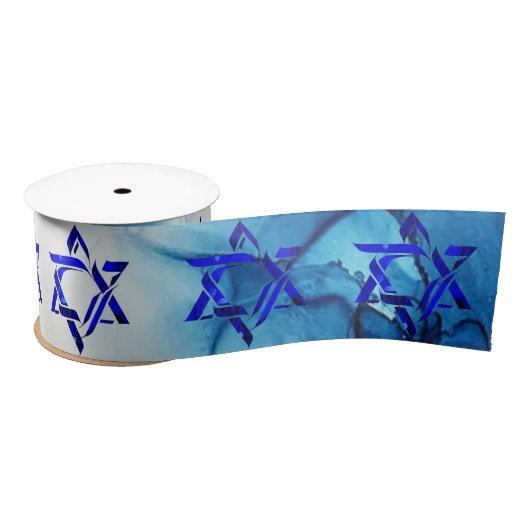 Personaliseer HANUKKAH HEBREW STARS Satijnen Lint (Spoel)