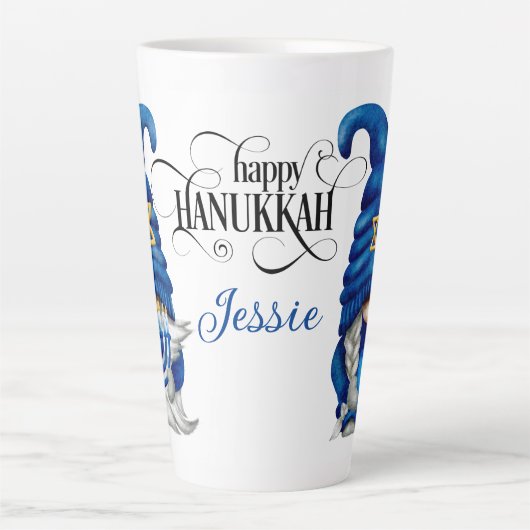 Personaliseer Hanukkah-kabouters Latte Mok (Voorkant)