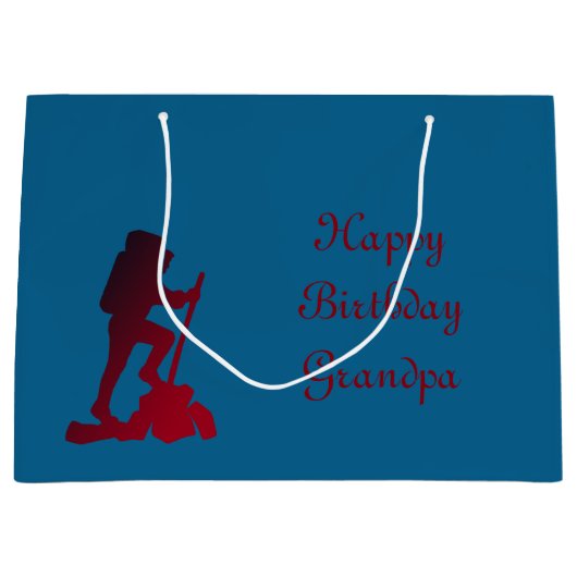 Personaliseer Happy Birthday Opa Large Cadeautasje (Voorkant)