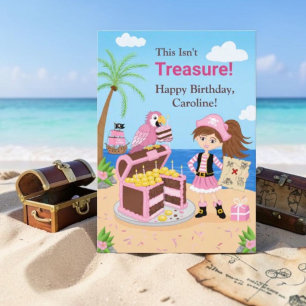 Personaliseer Happy Birthday Pirate Schat Kaart