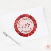 Personaliseer: "Happy Birthday" rode getextureerde Ronde Sticker (Envelop)