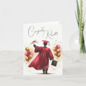 Personaliseer Happy Graduation Man Crimson Cap Gow Kaart (Voorkant)