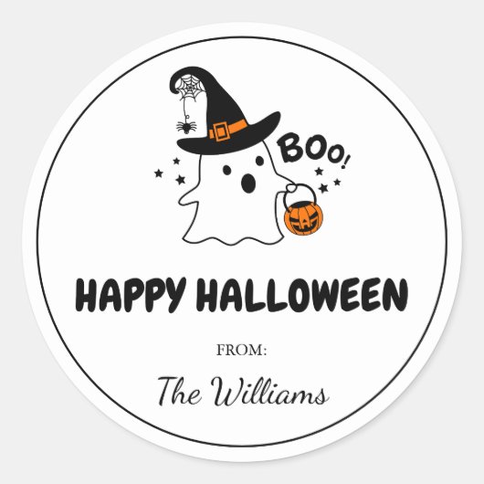 Personaliseer Happy Halloween-label Ronde Sticker (Voorkant)