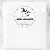 Personaliseer Happy Halloween-label Ronde Sticker (Tas)