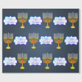 Personaliseer HAPPY HANUKKAH * Blauw * Inpakpapier (Vlak)